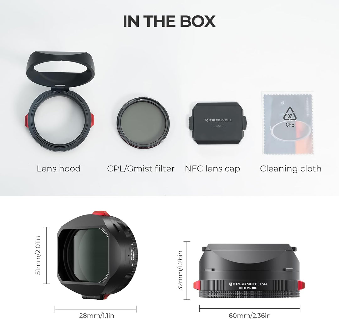 Freewell The Real Gegenlichtblende - Hybrid CPL/Mist Filter, Flipable, Touchless Filterbetrieb für F