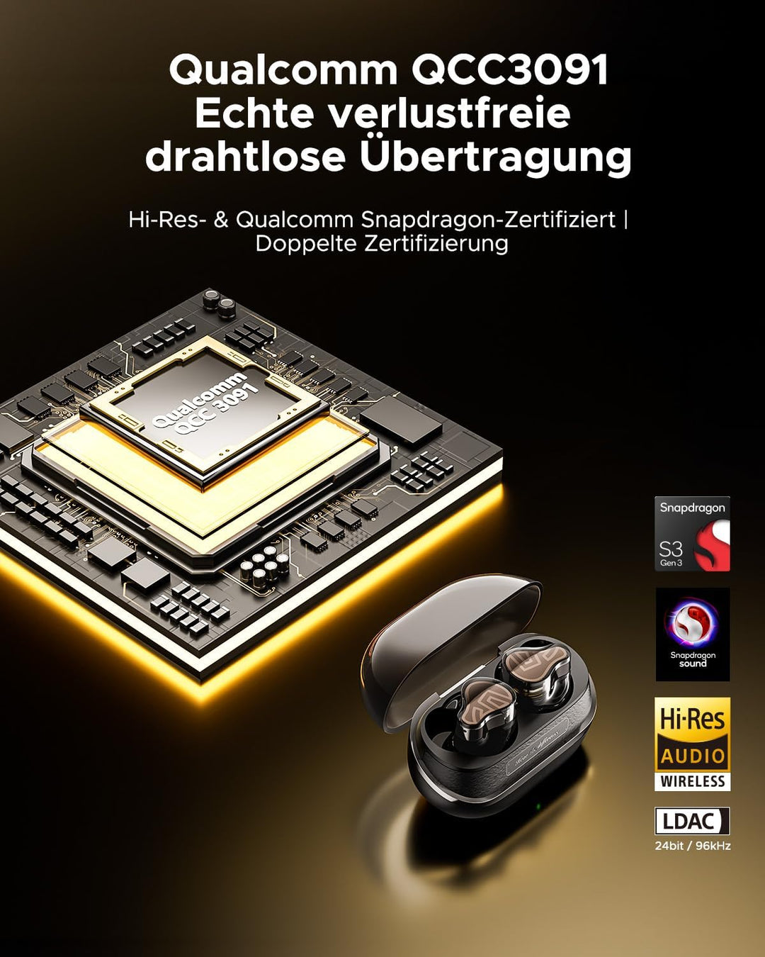 SoundPEATS H3 In-Ear Bluetooth Kopfhörer, Hi-Res/aptX Lossless/LDAC, Dual-BA + 12 mm Dynamic Driver,
