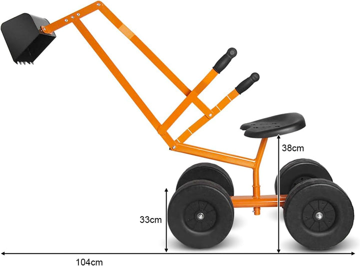 GOPLUS Kinder Sitzbagger, Sandbagger Aufsitzbagger mit 360°drehbarem Sitz & grosser Schaufel & Gummi