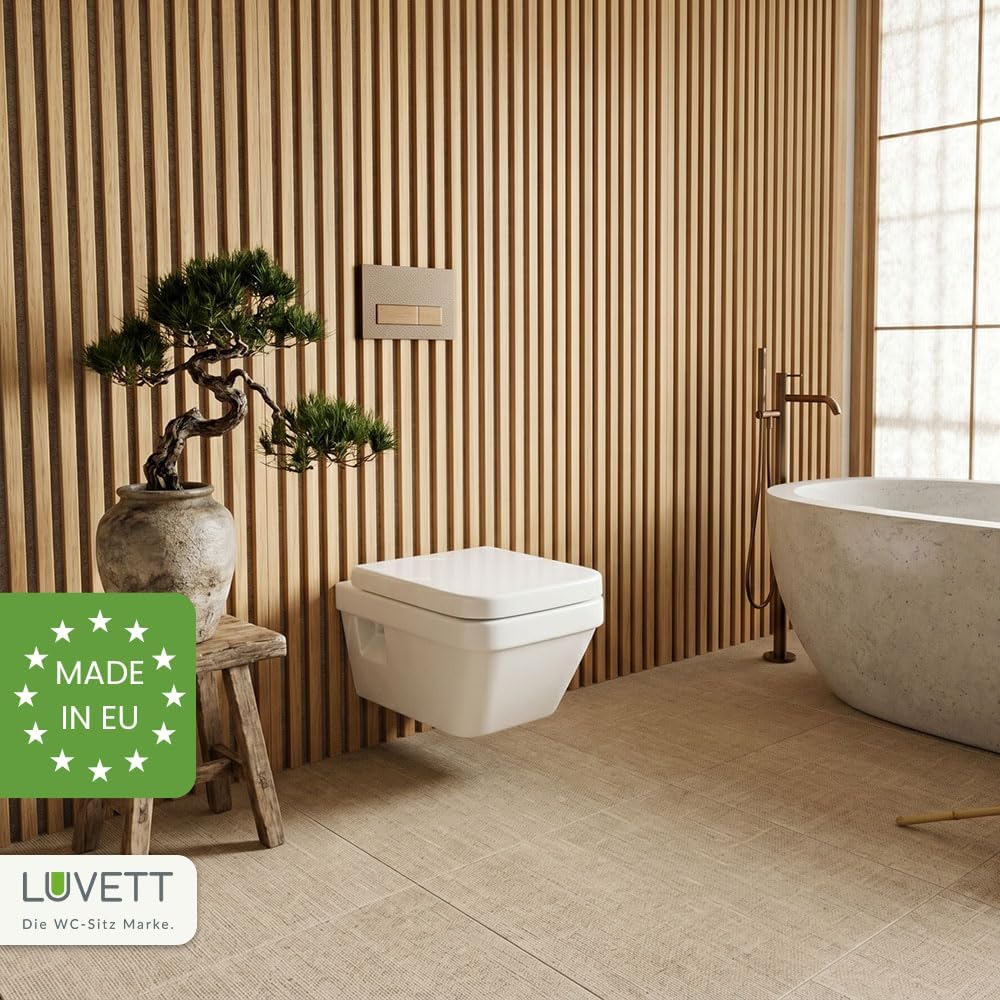 LUVETT® WC-Sitz inkl. 3 Edelstahl Montagelösungen & Absenkautomatik Softclose, Made in EU, antibakte