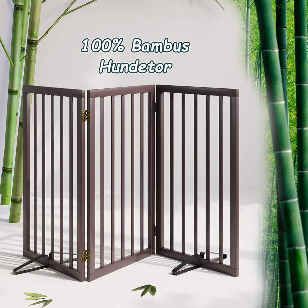 Semiocthome Absperrgitter für Hunde, 3-Panel Hundegitter, ausgestattet mit 2 Metallstützen, 82 cm ho