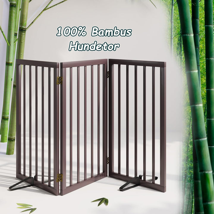 Semiocthome Absperrgitter für Hunde, 3-Panel Hundegitter, ausgestattet mit 2 Metallstützen, 82 cm ho