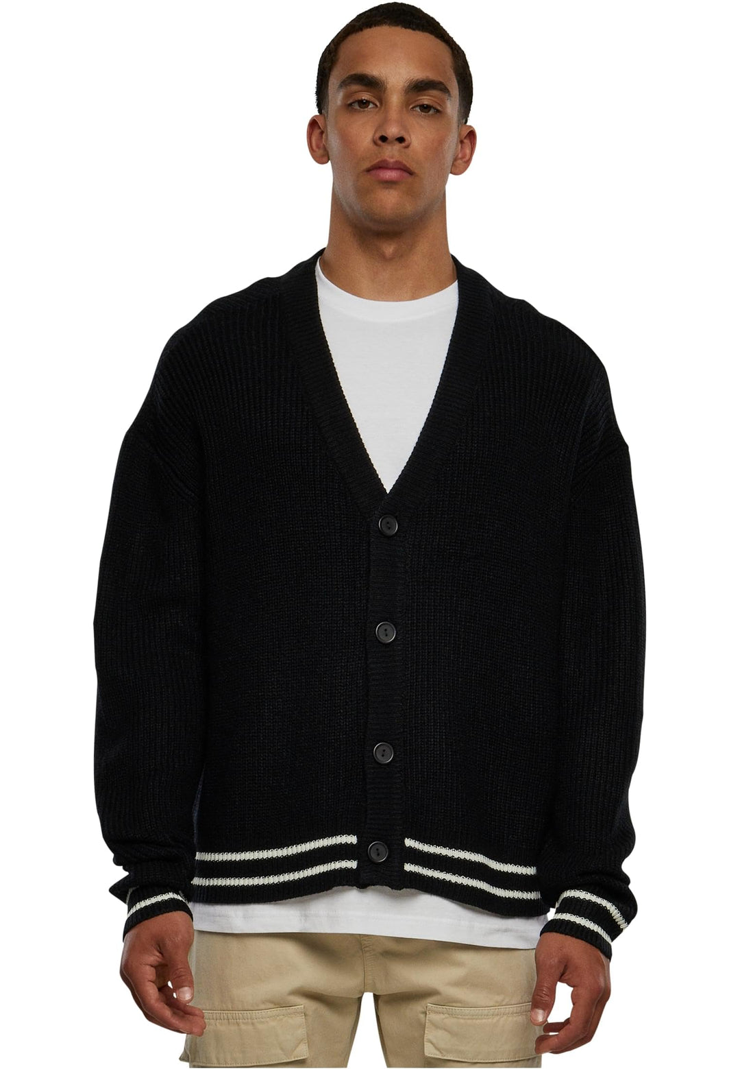 Urban Classics Herren Sporty Boxy Cardigan M Schwarz, M Schwarz