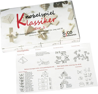 GICO Knobelspiel Klassiker Sets - 8 Geschicklichkeitsspiele in Geschenkverpackung - incl. Lösung (Se