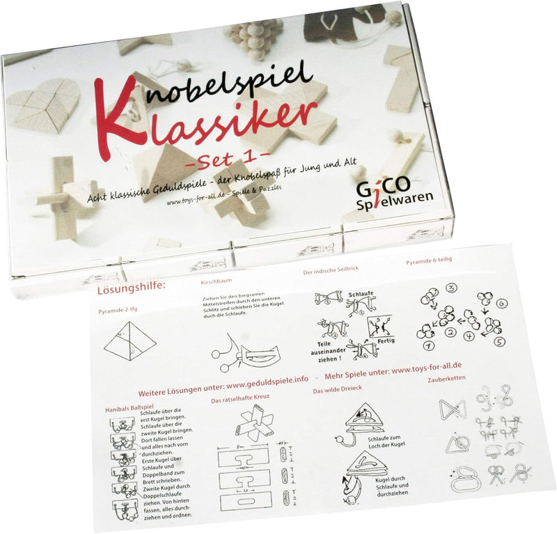 GICO Knobelspiel Klassiker Sets - 8 Geschicklichkeitsspiele in Geschenkverpackung - incl. Lösung (Se
