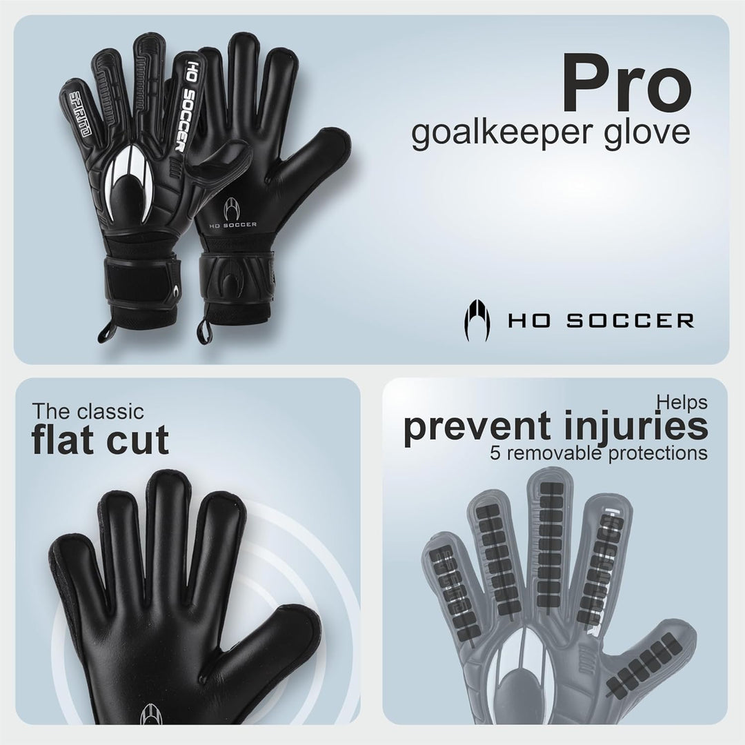 HO Soccer Spirito Black Protek Flat Torwarthandschuhe 41 Schwarz, 41 Schwarz