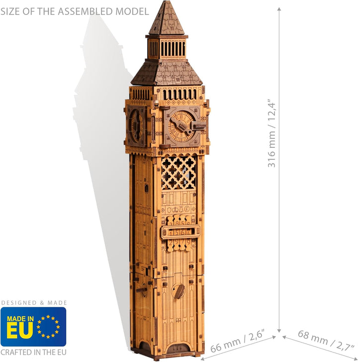 Holzpuzzle Box Big Ben - 3D Holzpuzzle für Erwachsene | Escape Room Challenge | Cluebox Style Holz T