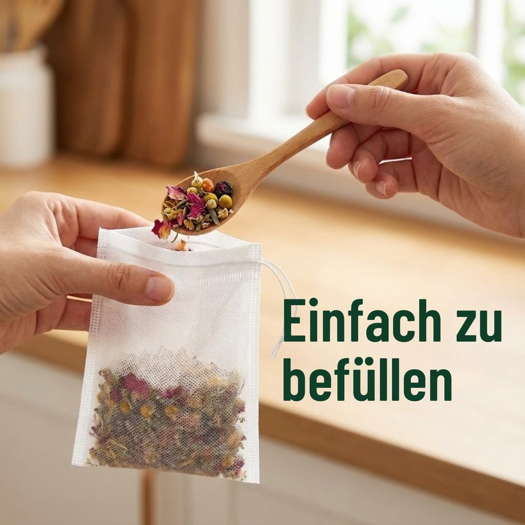 Teefilter | Maisstärke leerer Teebeutel für Kräutertee, Aufguss, Pflanzen und Gewürze | Biologisch a