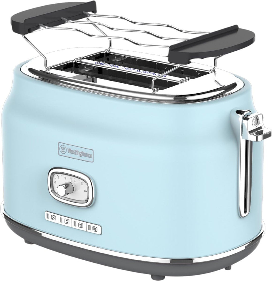 Westinghouse Retro-Toaster, 2 Scheiben, extra breite Schlitze, Warmhaltegestell, 815 W, blau Hellbla
