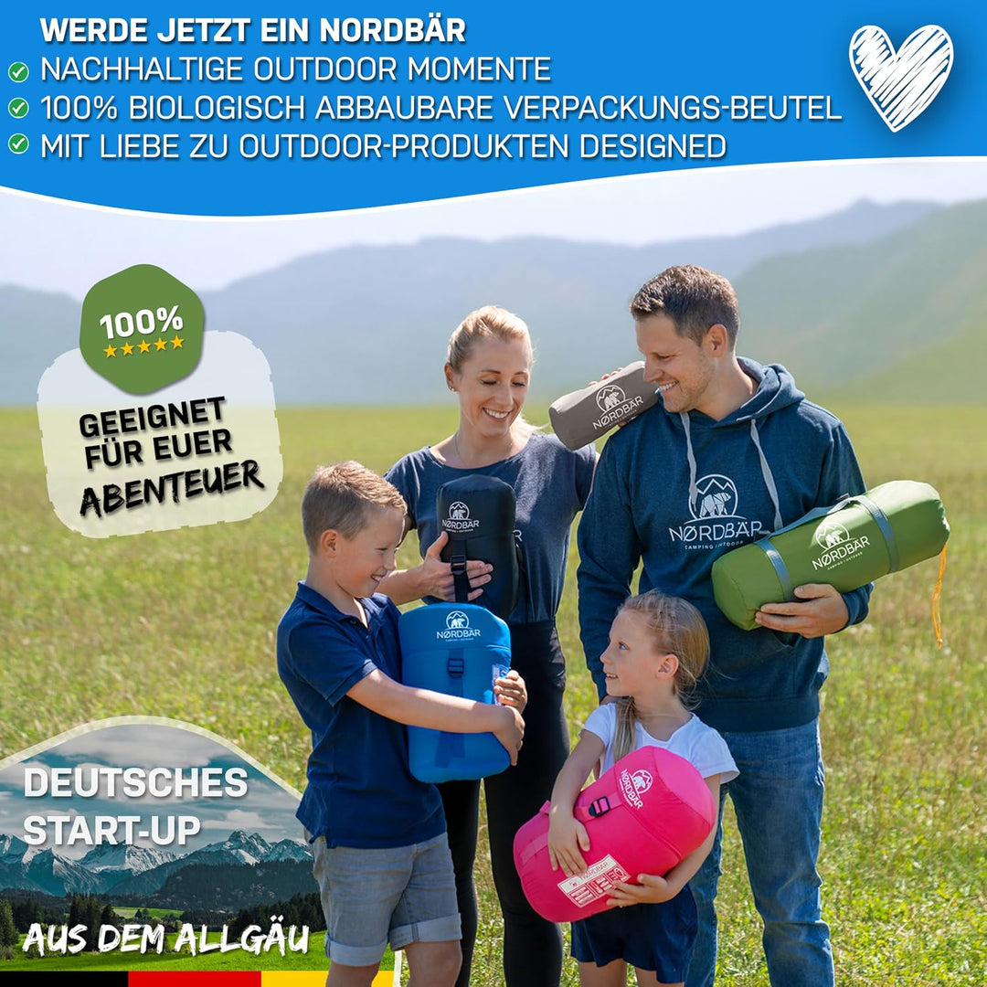NORDBÄR® Kinderschlafsack für Jungs &amp; Mädchen bis 145 cm Körpergrösse | Innenfutter aus 100% Baumwol