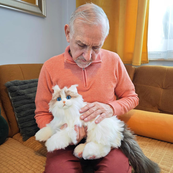 Realistische Roboterkatze–Interaktives Haustier, Roboter-Stofftierkatze mit Sprachausgabe, Herzschla
