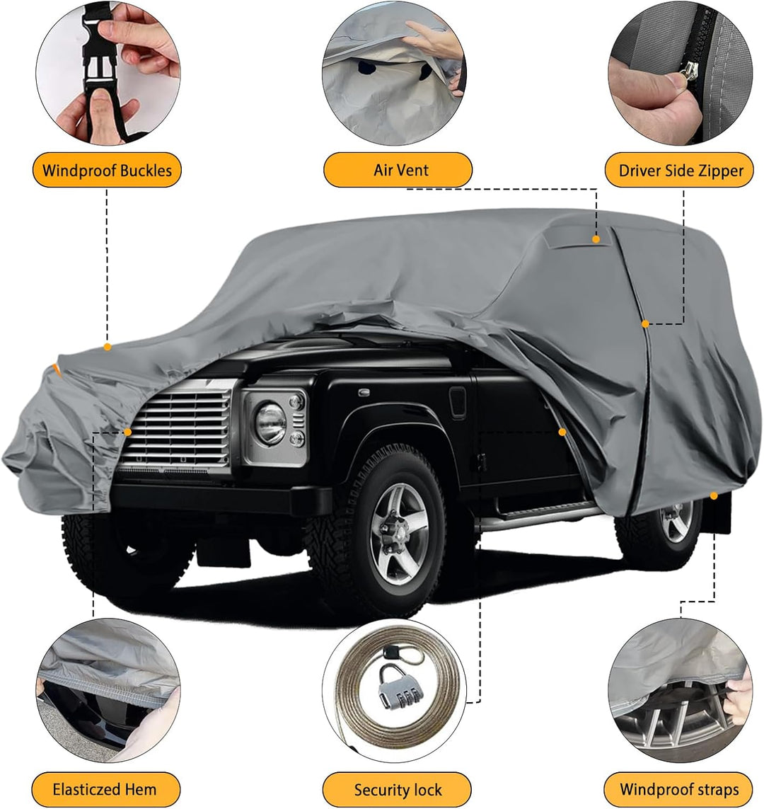 Autoabdeckung Wasserdicht für Land Rover Defender 110 1990-2016, Vollgarage Autoplane Auto Abdeckpla
