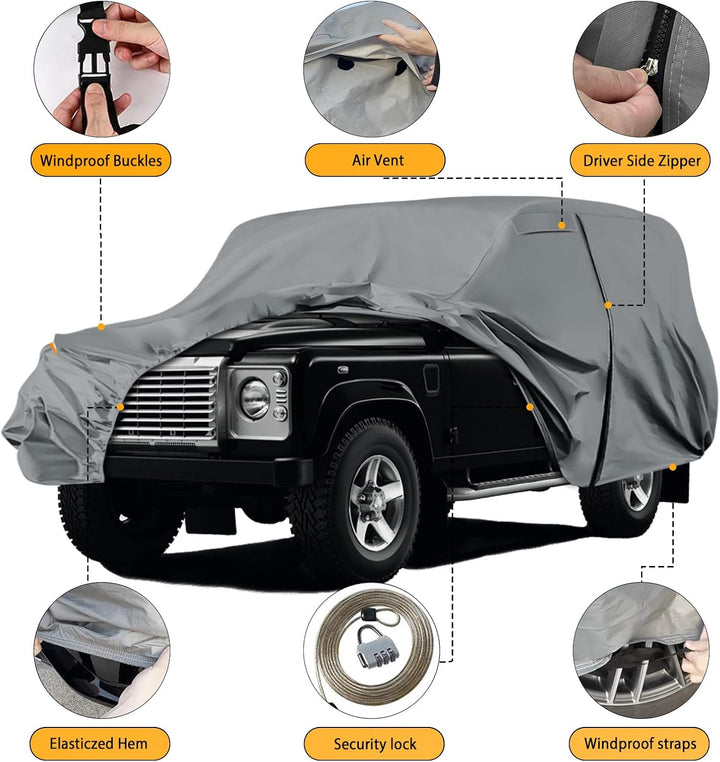 Autoabdeckung Wasserdicht für Land Rover Defender 110 1990-2016, Vollgarage Autoplane Auto Abdeckpla