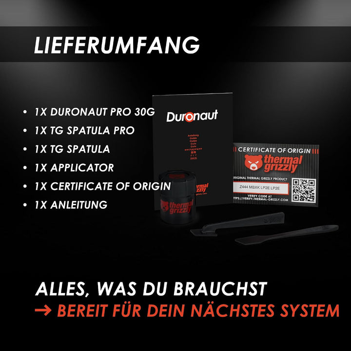 Thermal Grizzly Duronaut Pro - 30g Wärmeleitpaste - überragende Langzeitstabilität und Wärmeleitfähi