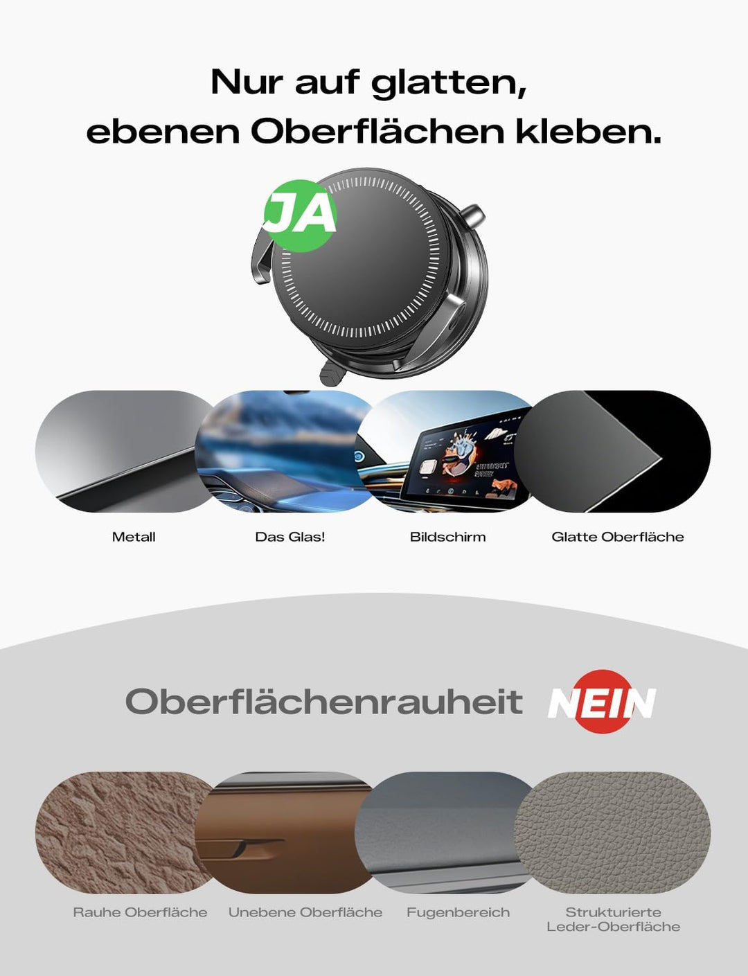 MAGIC JOHN für Auto-Smartphone-Halterung, Doppel sicherheitsklem mvorrichtung, Vakuum Saugnapf, 2500