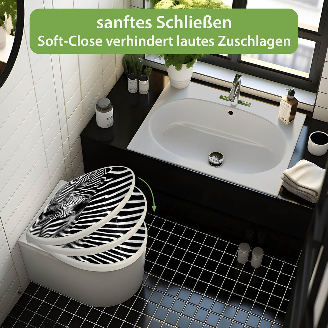 banjado Toilettendeckel mit Absenkautomatik 44,5x37cm - Soft Close Toilettensitz - WC Sitz mit Absen