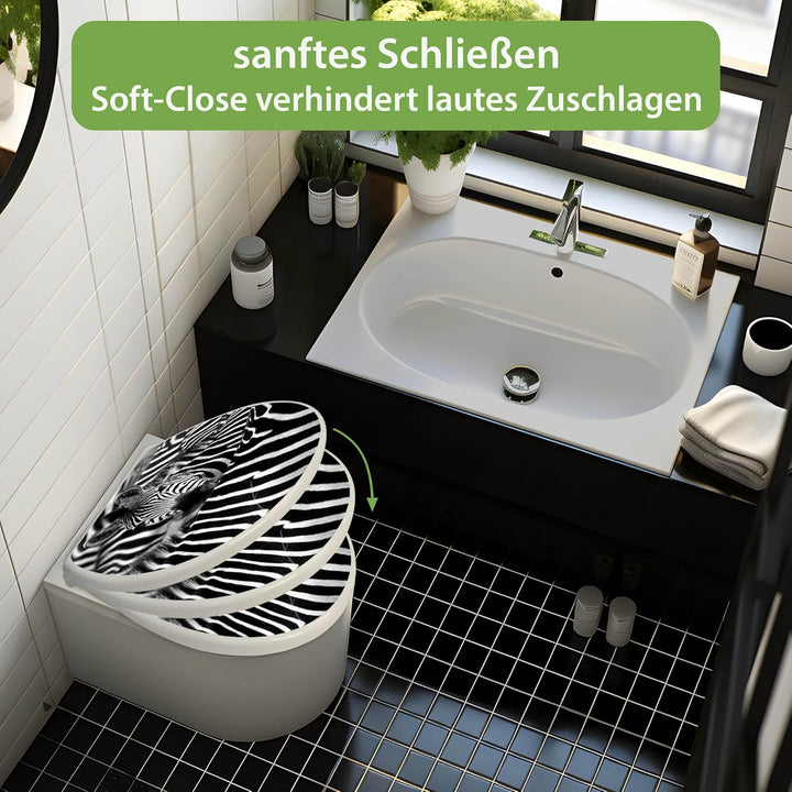 banjado Toilettendeckel mit Absenkautomatik 44,5x37cm - Soft Close Toilettensitz - WC Sitz mit Absen