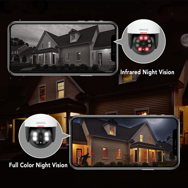 DEKCO Überwachungskamera Aussen WLAN, 350°/90° Schwenkbar WLAN Kamera Outdoor, 1080P Überwachungskam