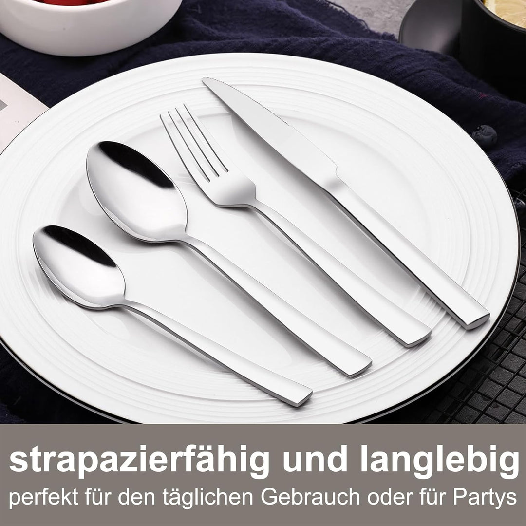 Besteck Set 12 Personen, 60 teilig Edelstahl Besteckset, Essbesteck Set mit Messer Gabel Löffel, Ede