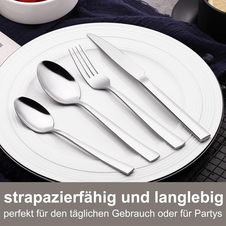 Besteck Set 12 Personen, 60 teilig Edelstahl Besteckset, Essbesteck Set mit Messer Gabel Löffel, Ede