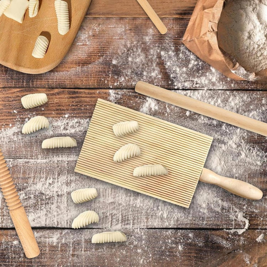 Pasta -Herstellungstools, Pasta -Herstellung - Teigbrett Holzgewinde Rolling Pin - 8x Knödelmacher R