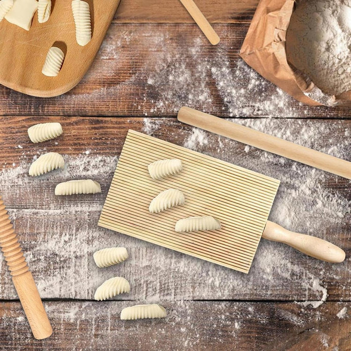 Pasta -Herstellungstools, Pasta -Herstellung - Teigbrett Holzgewinde Rolling Pin - 8x Knödelmacher R