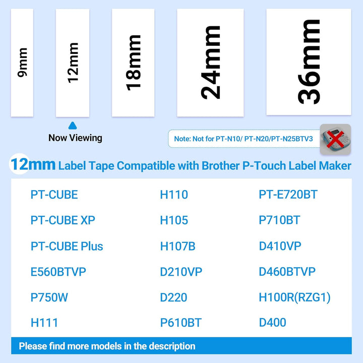 Markurlife TZe Tz Tape 12mm 0.47 Laminated Durable Label Maker Tape TZE131 TZE231 TZE335 TZE531 TZE6
