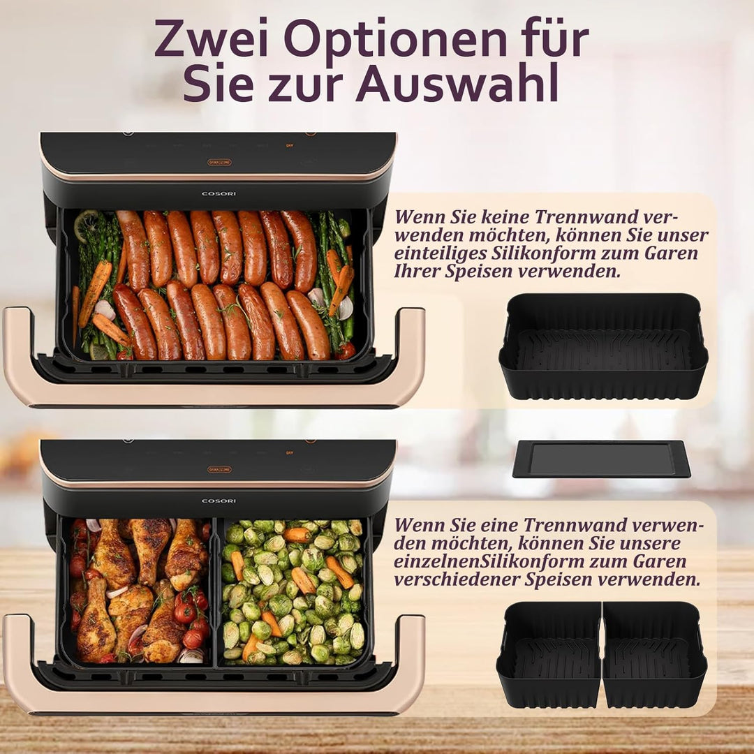 Silikonform Heissluftfritteuse Zubehör für COSORI Blaze TwinFry XXL 10L, 3 Stück Airfryer Silikonfor