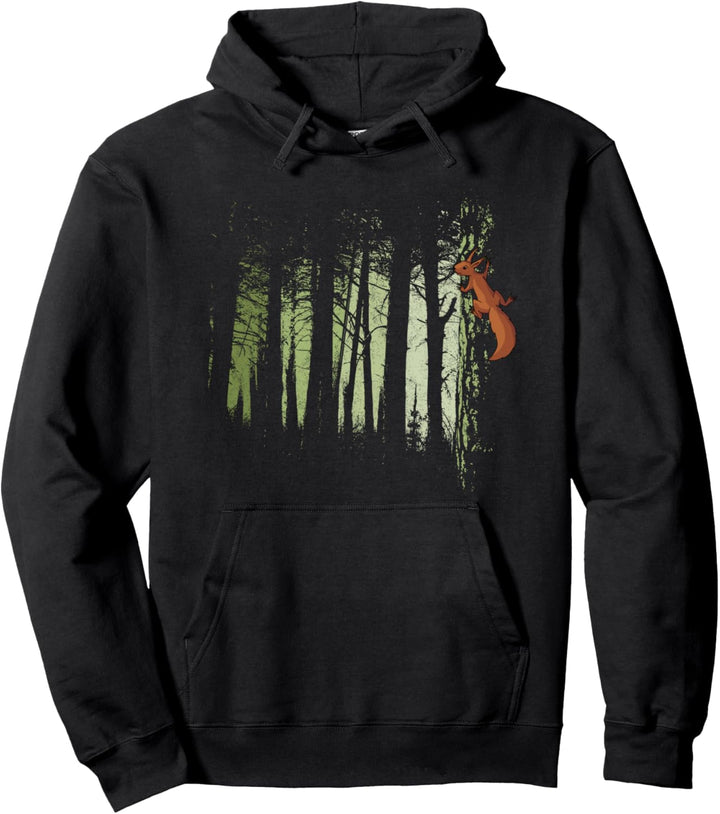Eichhörnchen im Wald Zwielicht Schickes Oachkatzl Forst Pullover Hoodie