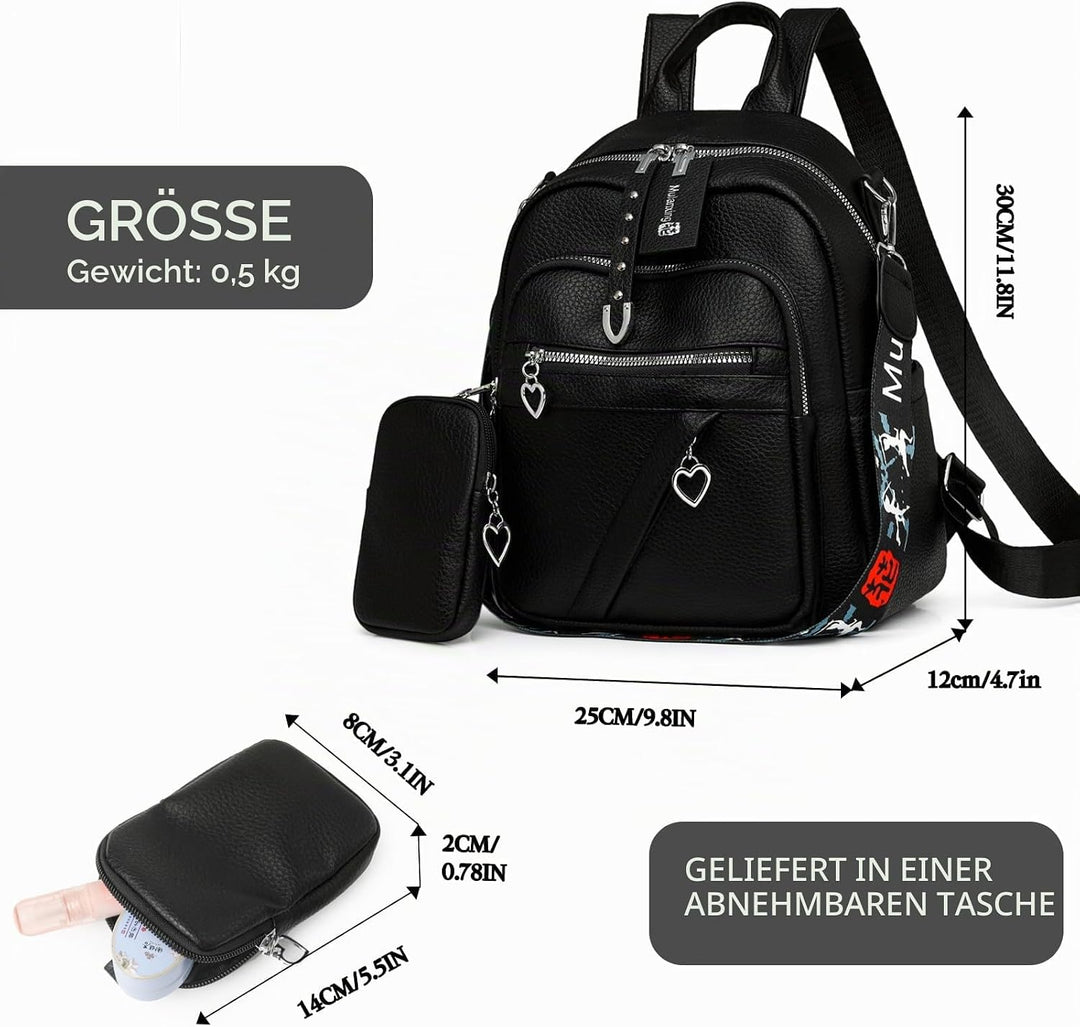 JANSBEN Leder Rucksack Damen Klein, Elegant Cityrucksack Modern Anti-Diebstahl Tagesrucksack Backpac