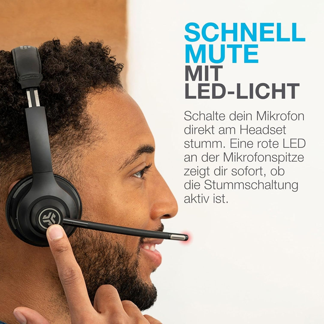 JLab Go Work 2nd Gen Headset mit Mikrofon Bluetooth & USB C Dongle, 55+ Std. Akku, On Ear Wireless H