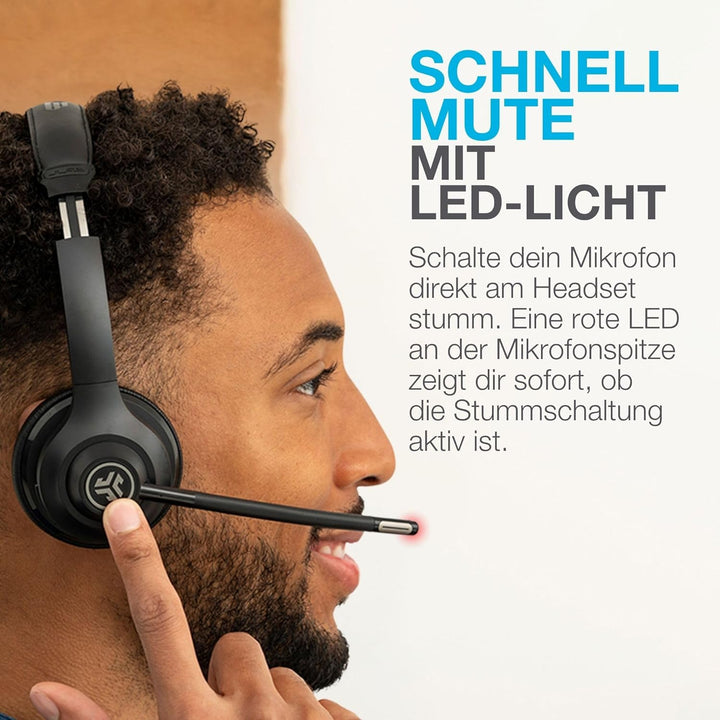 JLab Go Work 2nd Gen Headset mit Mikrofon Bluetooth & USB C Dongle, 55+ Std. Akku, On Ear Wireless H