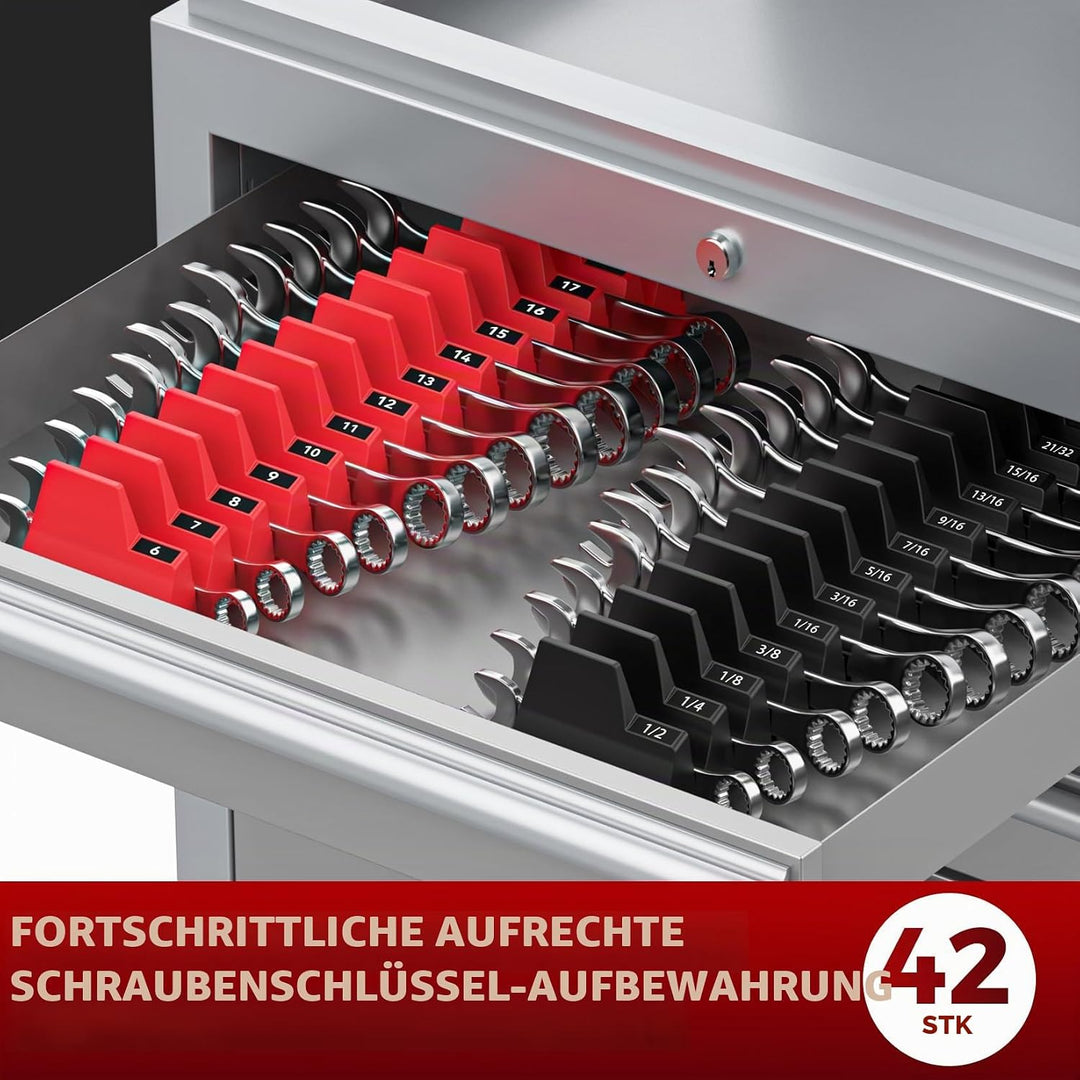 Magnetische modulare Schraubenschlüssel-Organizer für Werkzeugschubladen, 42-Stück Schraubenschlüsse