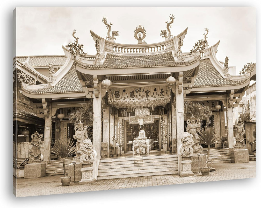 deyoli beeindruckender Tempel in Thailand Format: 80x60 Effekt: Sepia als Leinwandbild, Motiv fertig