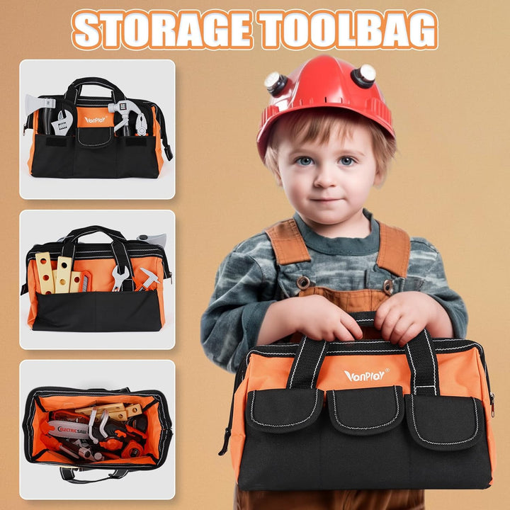 Vanplay Werkzeugkoffer Kinder Werkzeug Kettensäge Kinderspielzeug ab 3 4 5 6 Jahre Jungen Mädchen Ge