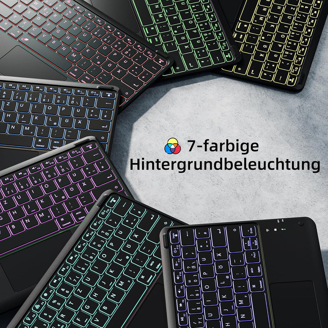 Vobafe Hülle mit Tastatur für iPad Air 13 Zoll 2024 M2/iPad Pro 12.9 (3. 4. 5. 6. Gen), QWERTZ Keybo