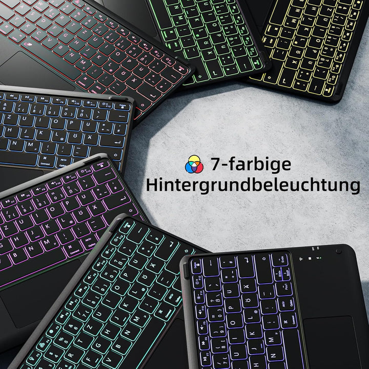 Vobafe Hülle mit Tastatur für iPad Air 13 Zoll 2024 M2/iPad Pro 12.9 (3. 4. 5. 6. Gen), QWERTZ Keybo