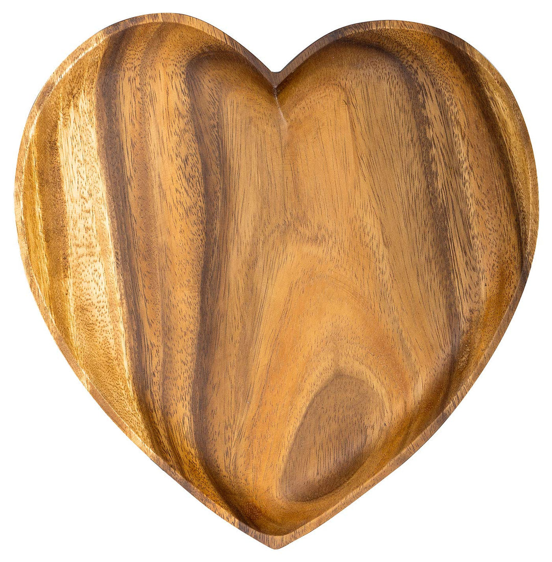 levandeo Holzschale Akazie 20cm Herz Design Snackschale Schale Obstschale Obstkorb Tischdeko Deko, 2