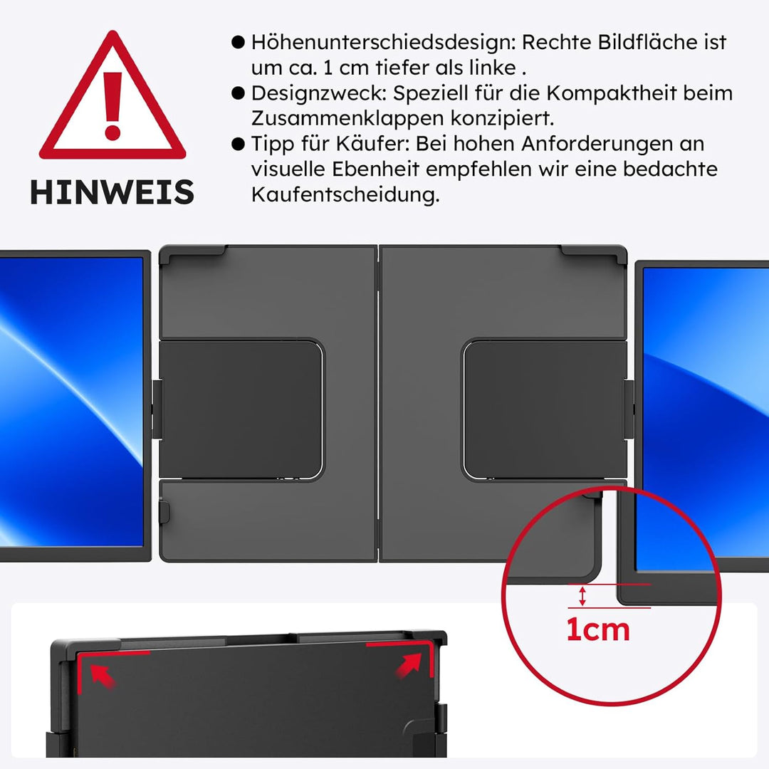 15.6" Laptop Screen Extender, FHD 1080P IPS Laptop Bildschirm Erweiterung, Plug & Play Triple Displa