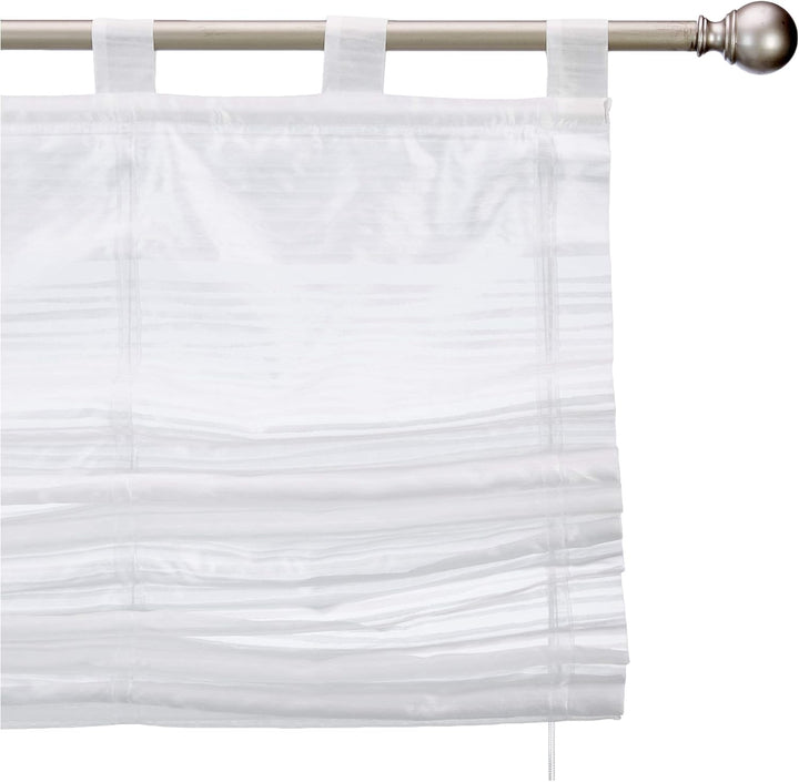 Home Fashion SCHLAUFENRAFFROLLO QUERSTREIFEN SCHERLI GABI, Weiss, 130 X 80 cm, 2