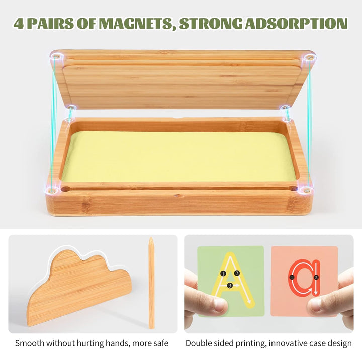 AtMini Montessori sandtablet Frühes Training buchstaben und Zeichens pielzeug Holz Montessori Sandti