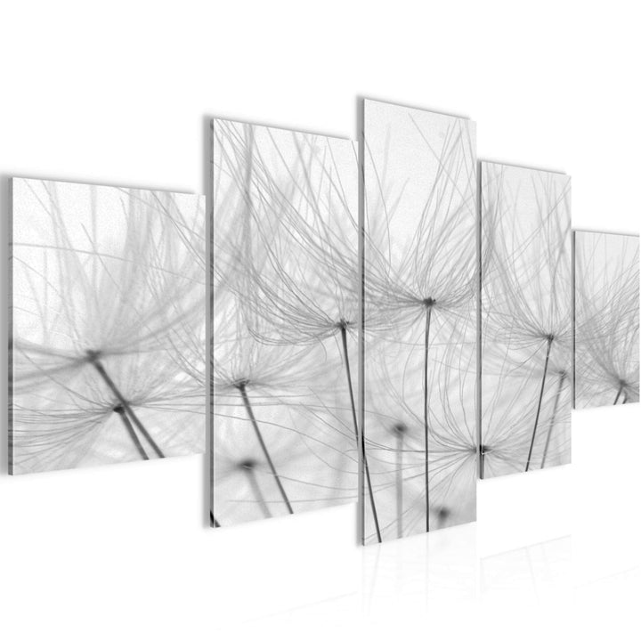 Runa Art Wandbilder Blumen Pusteblume 5 Teilig Bild auf Vlies Leinwand Deko Wohnzimmer Himmel Schwar