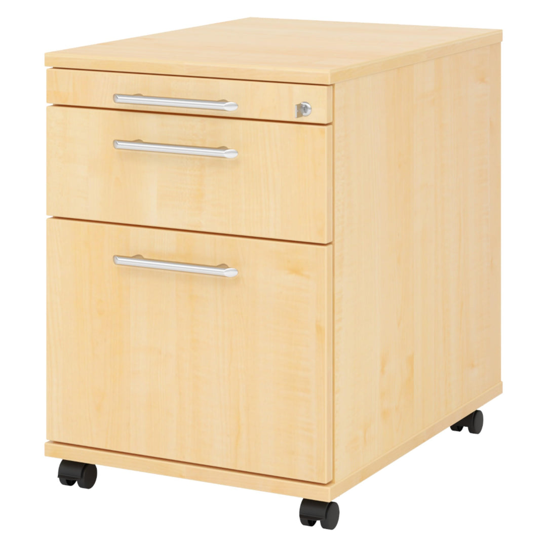Bümö® Rollcontainer mit 2 Schüben & Schloss | Bürocontainer aus Holz | Tischcontainer mit Hängeregis
