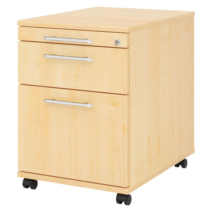 Bümö® Rollcontainer mit 2 Schüben & Schloss | Bürocontainer aus Holz | Tischcontainer mit Hängeregis