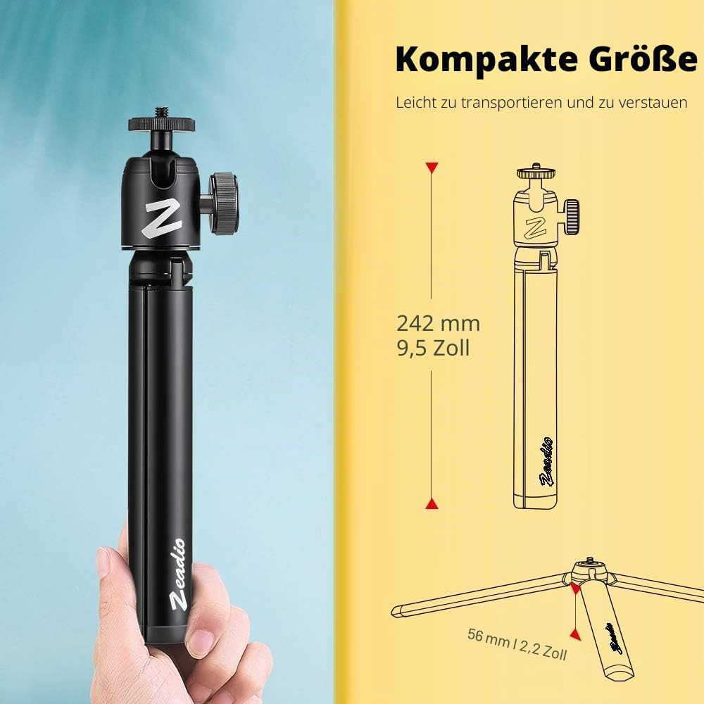 Zeadio Metall-Stativ + Kugelkopf-Halterung, mit 1/4 Zoll Schraube, Tisch-Stativ für Smooth 4, Crane