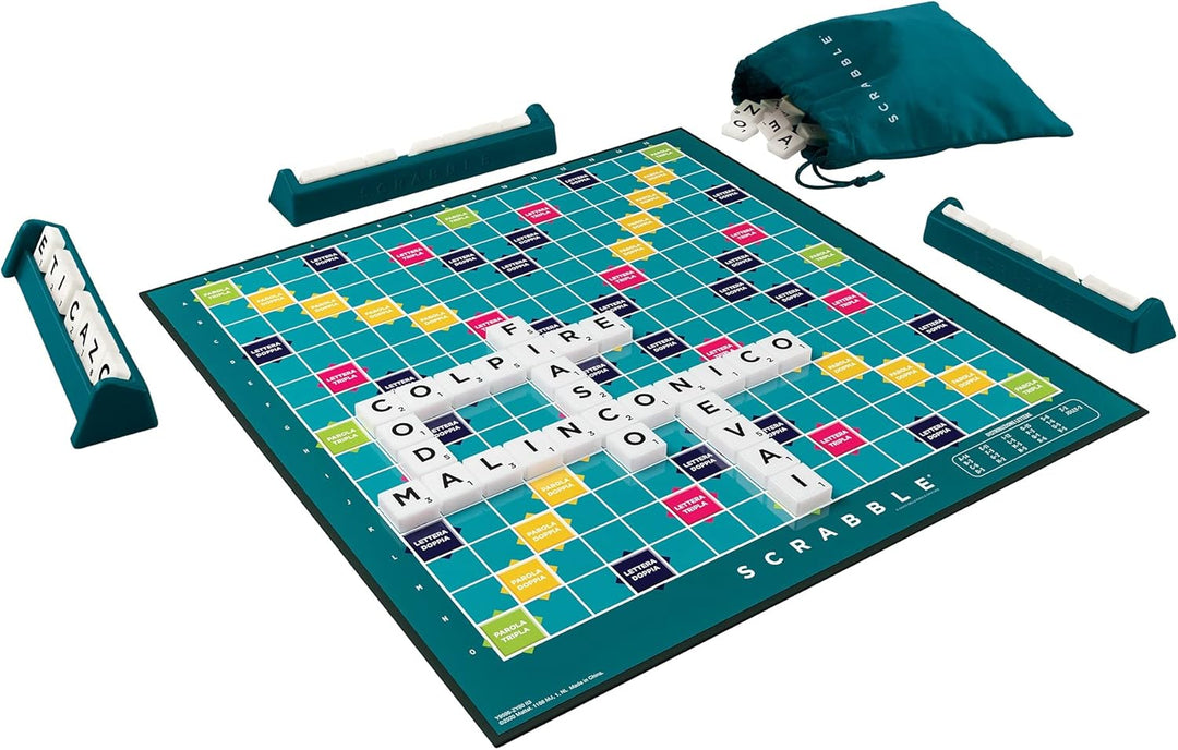 Mattel Games Scrabble Original, Italienische Version, Gesellschaftsspiel, Brettspiel, Familienspiel,