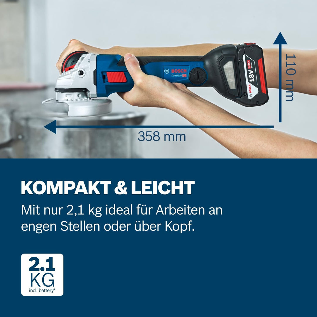 Bosch Professional 18V System Akku Winkelschleifer GWS 18V-10 (Scheiben-Ø: 125mm, inkl. Schnellspann