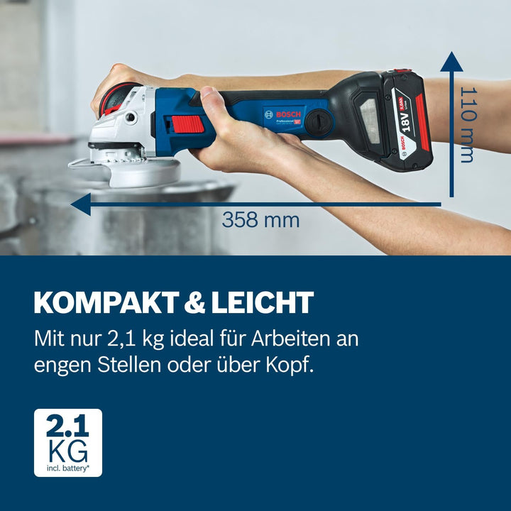 Bosch Professional 18V System Akku Winkelschleifer GWS 18V-10 (Scheiben-Ø: 125mm, inkl. Schnellspann