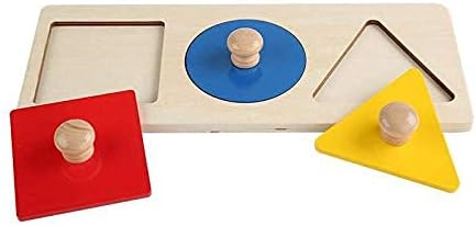 Adena Montessori First Jumbo Knob Wooden Shape Puzzles for Toddlers 1-3,Multiple Peg Shapes Puzzle S