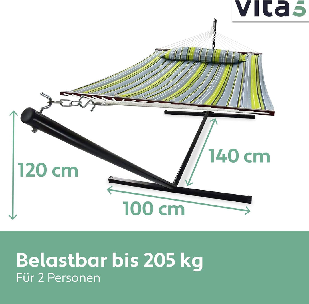 VITA5 Hängematte Outdoor - Hängematte mit Gestell für den Garten, Pool & Balkon - Grosszügige Hängem
